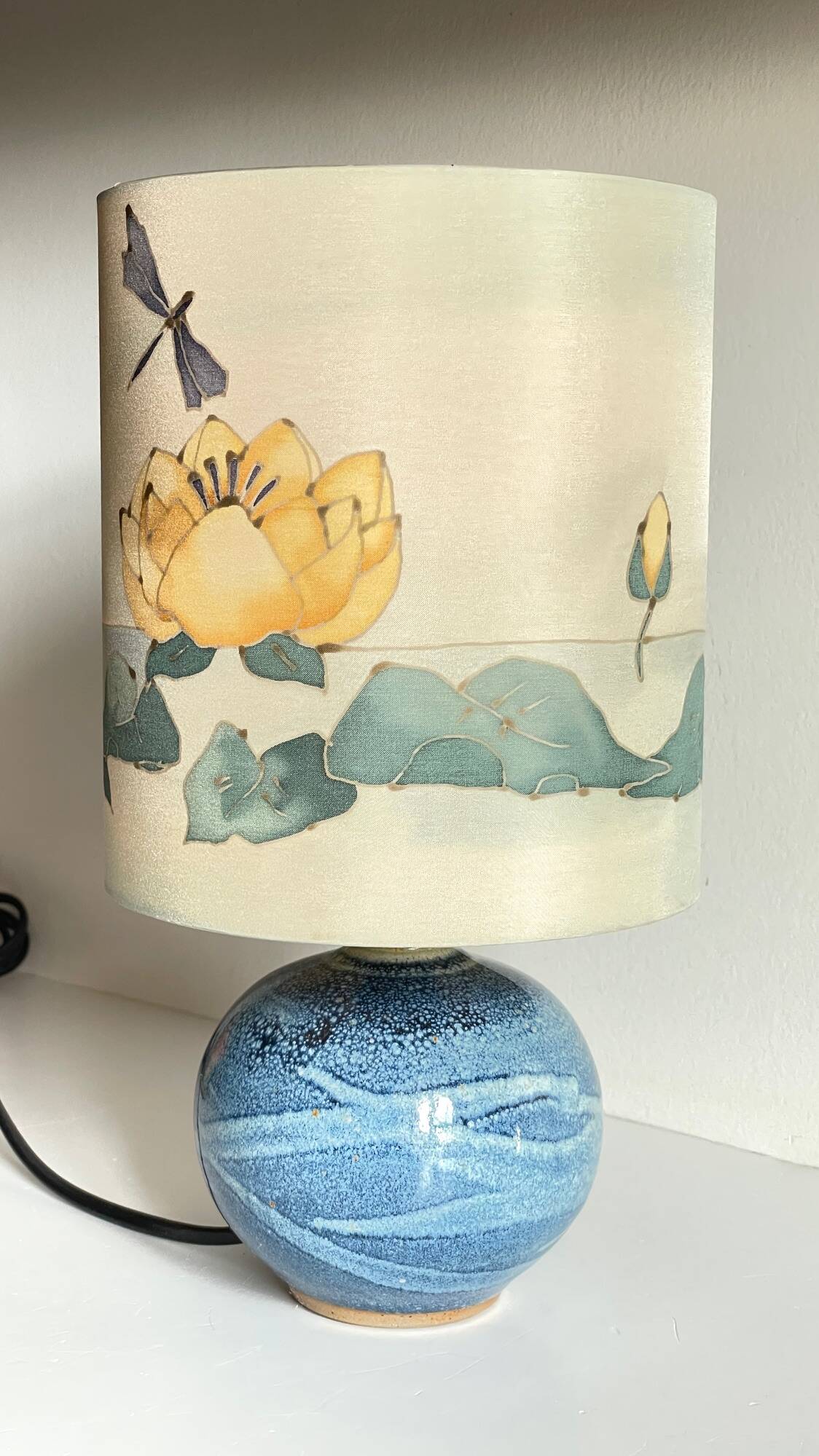 Vintage ceramic and silk ball lamp