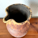 Vintage pitcher in flamed stoneware signed Guy