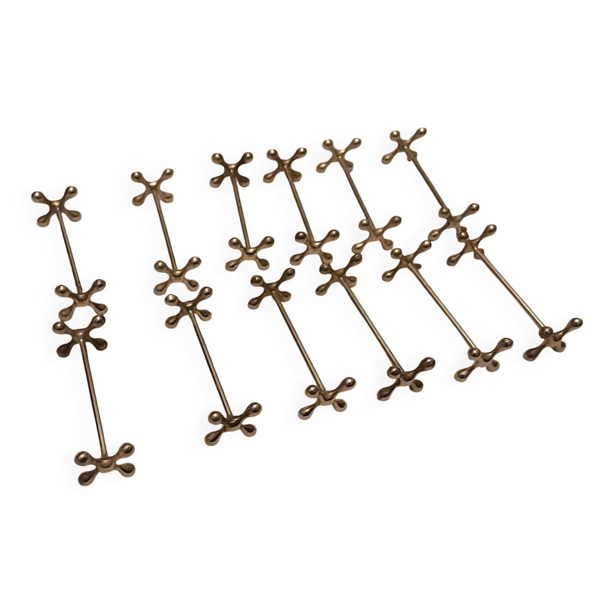 12 silver metal knife holders punched