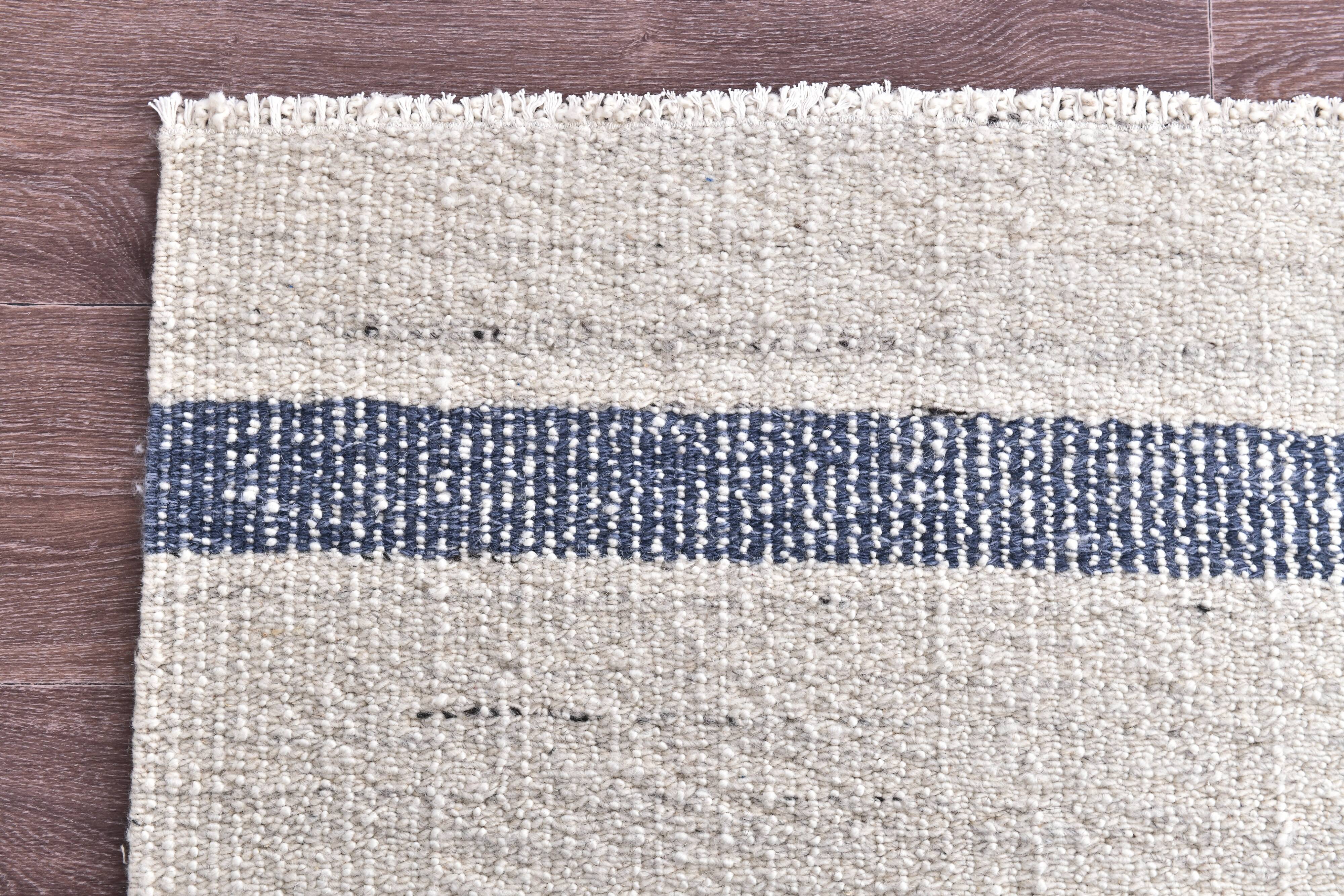 315x210 cm cream Blue kilim carpet, wool hand made blue kilim rug.