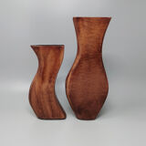 Paire de vases bruns en métal, fabriqué en Italie 1970