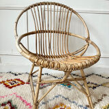 Pair of vintage rattan armchairs