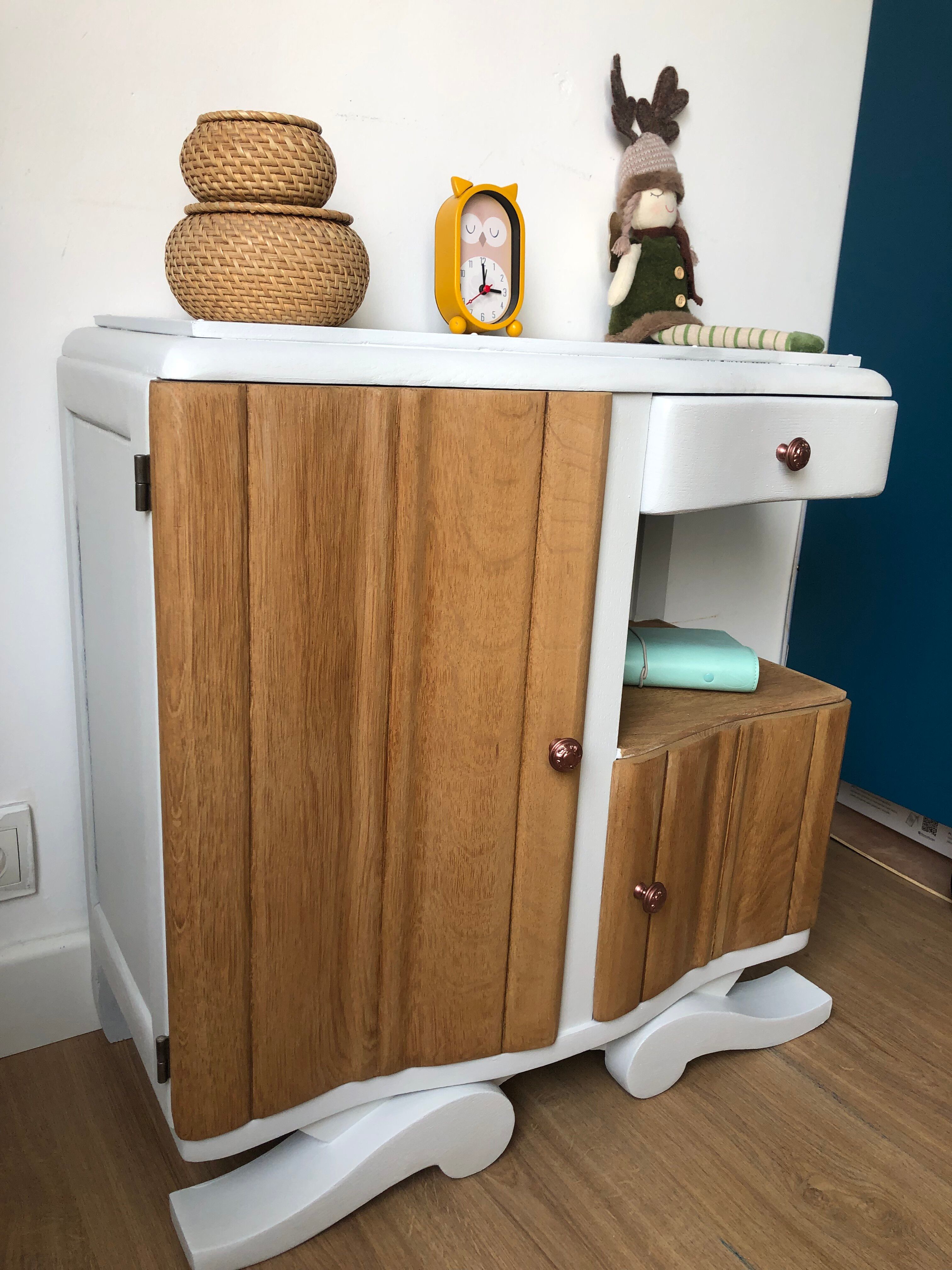 Antique Art Deco bedside table from the 1930s.