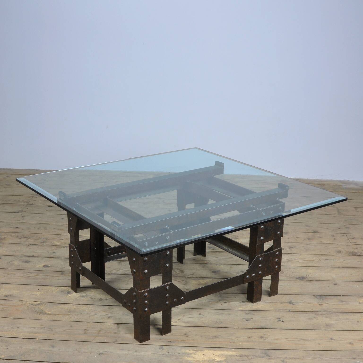 Coffee Table Of Cast Iron And Glass Top