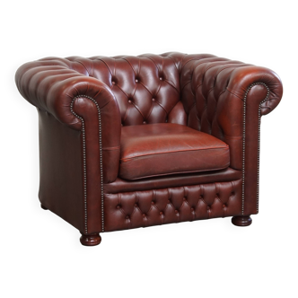 Fauteuil Chesterfield en cuir de vache anglais