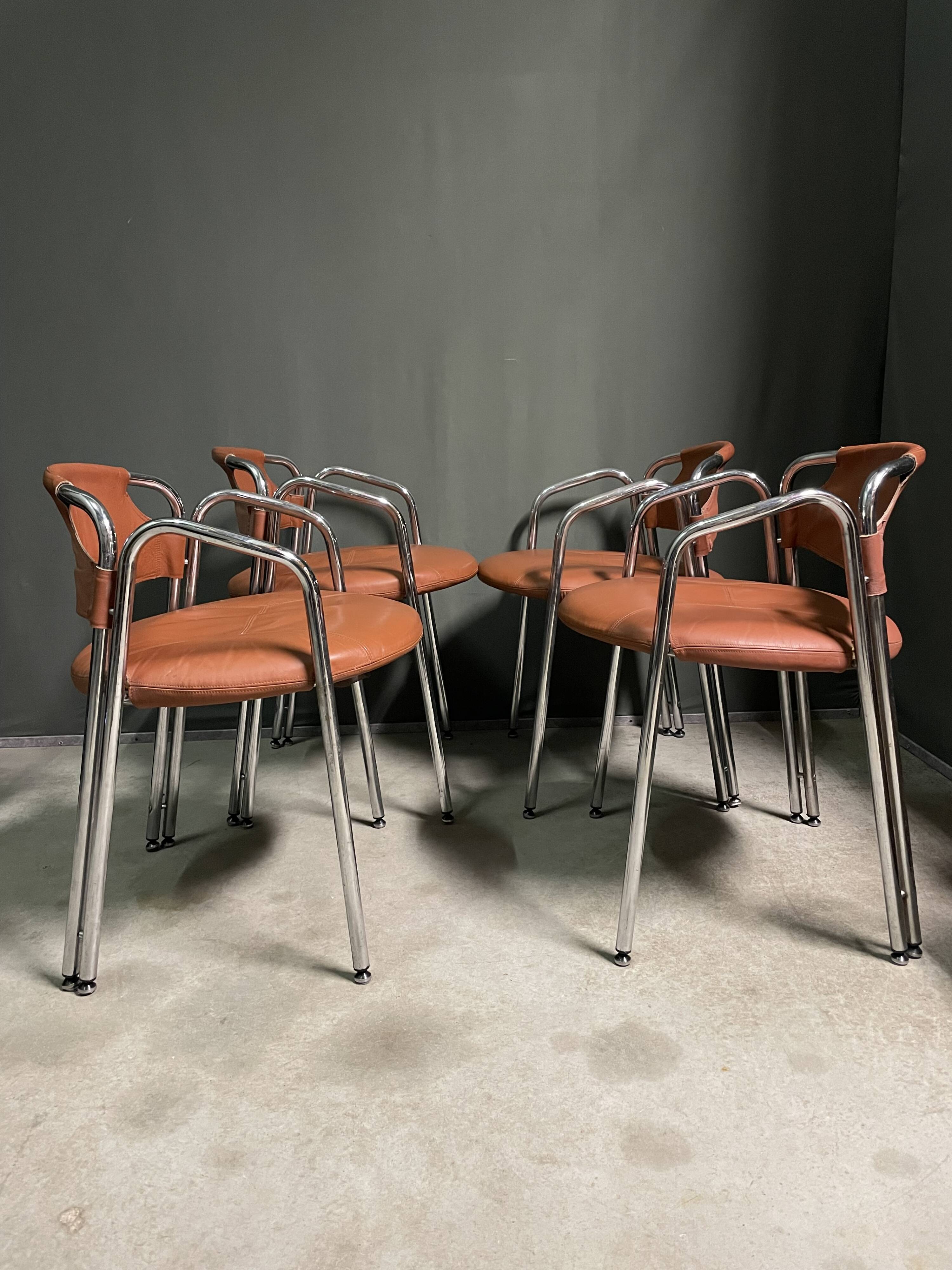 Set of 4 Italian designer chairs 1970's