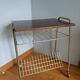 Table trolley for vinyls or magazines in gold metal and formica