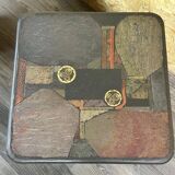 90s set of 3 brutal coffee tables with mosaic by Paul Kingma for Kneip