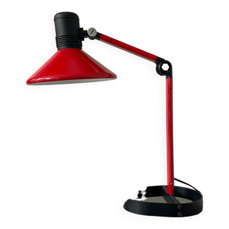 Lampe bureau vintage industrielle métal rouge et noir années 70 80