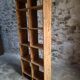 Vintage pine shelf with compartments, room divider, 1950s.