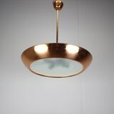 Copper UFO chandelier Bauhaus by Josef Hurka, 1930s