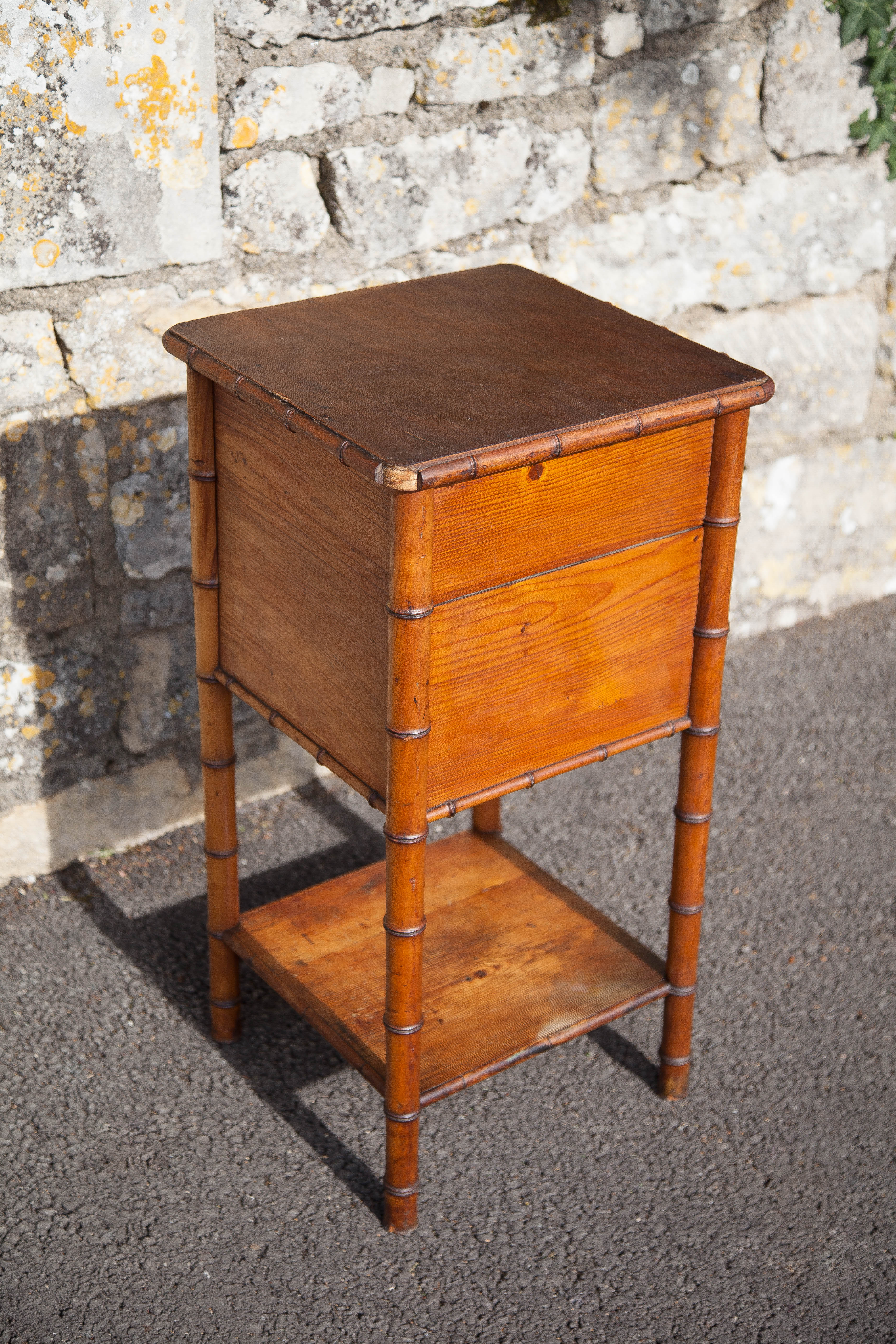 Bedside table wood imitation bamboo, bedside table, side table, interior decoration