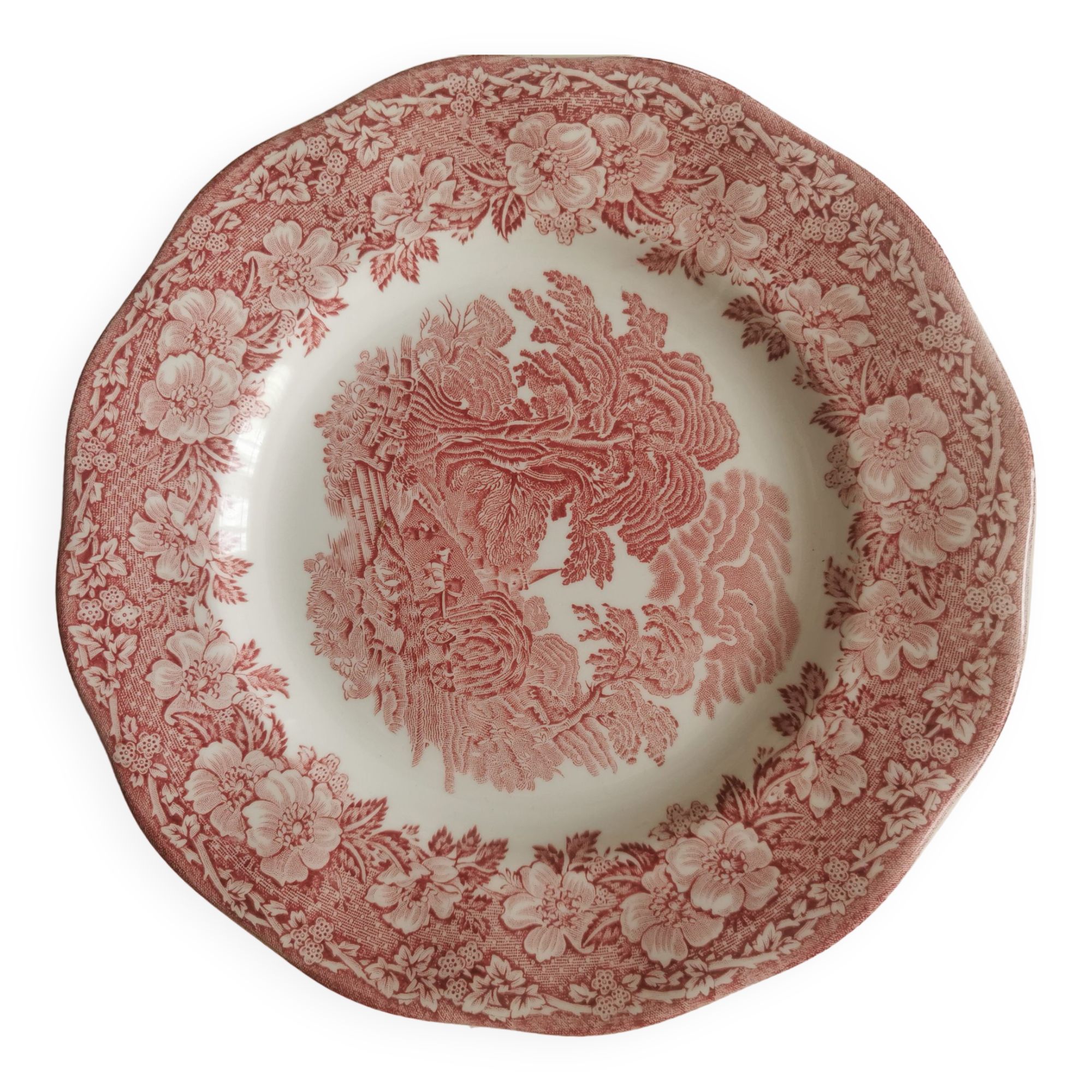 Vintage dessert plate Enoch Wedgwood (Tunstall). Pink Woodland model