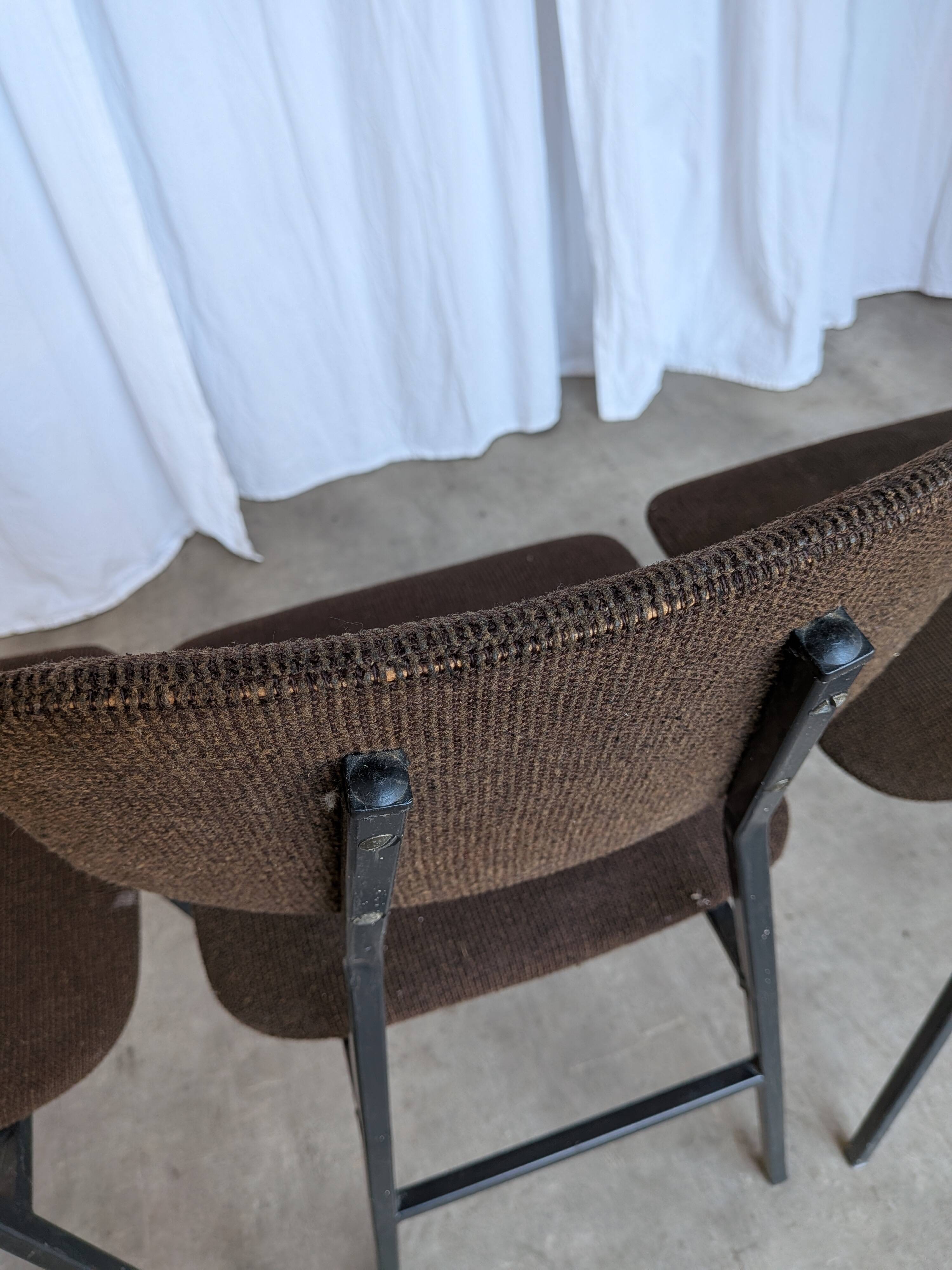 Chaises de salle à manger STOL Kamnik vintage (ensemble de 4) : tissu marron rétro des années 1970
