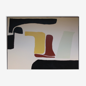 Tableau abstrait en acrylique pour déco salon contemporain  100x80cm