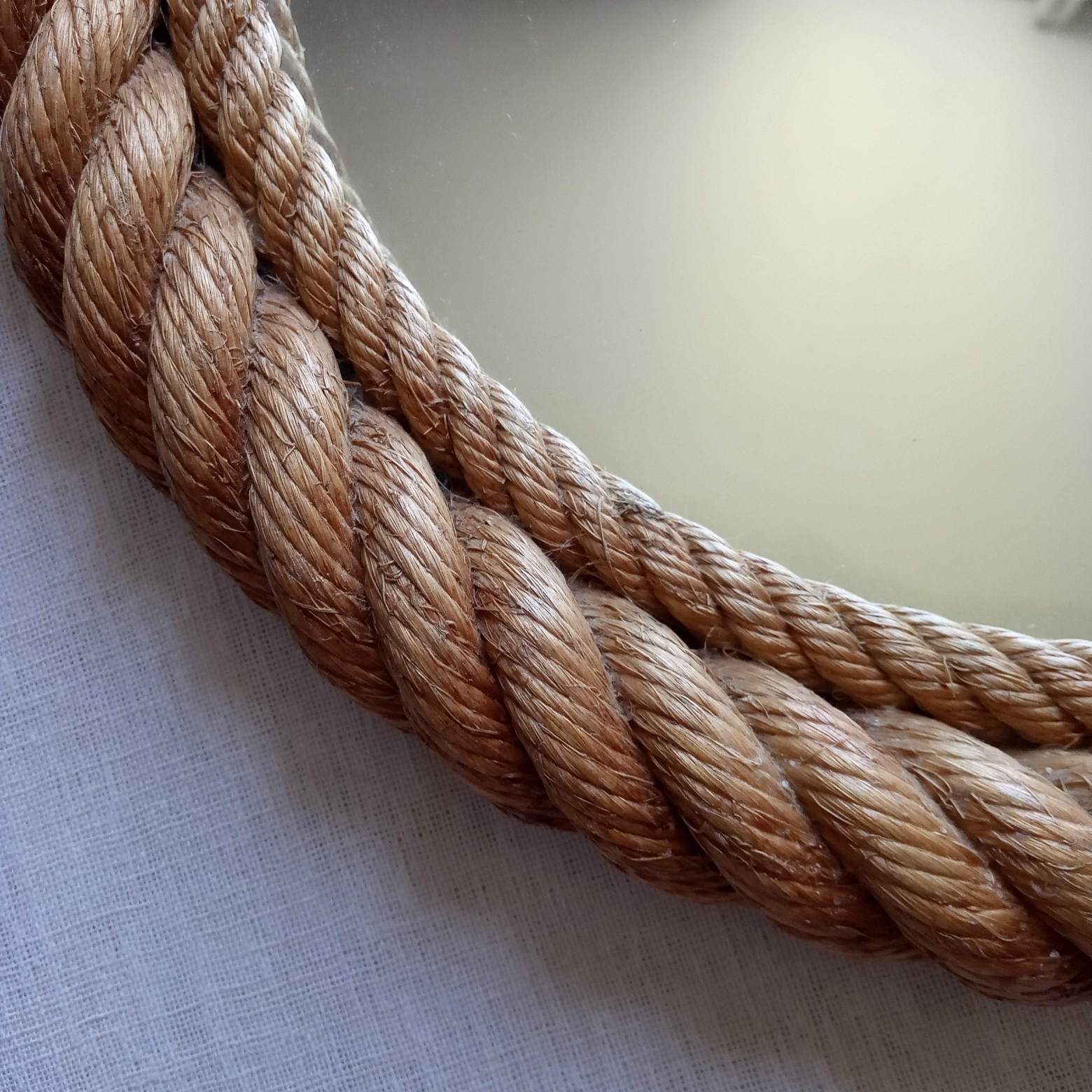Round mirror in rope 1950s 35,5cm
