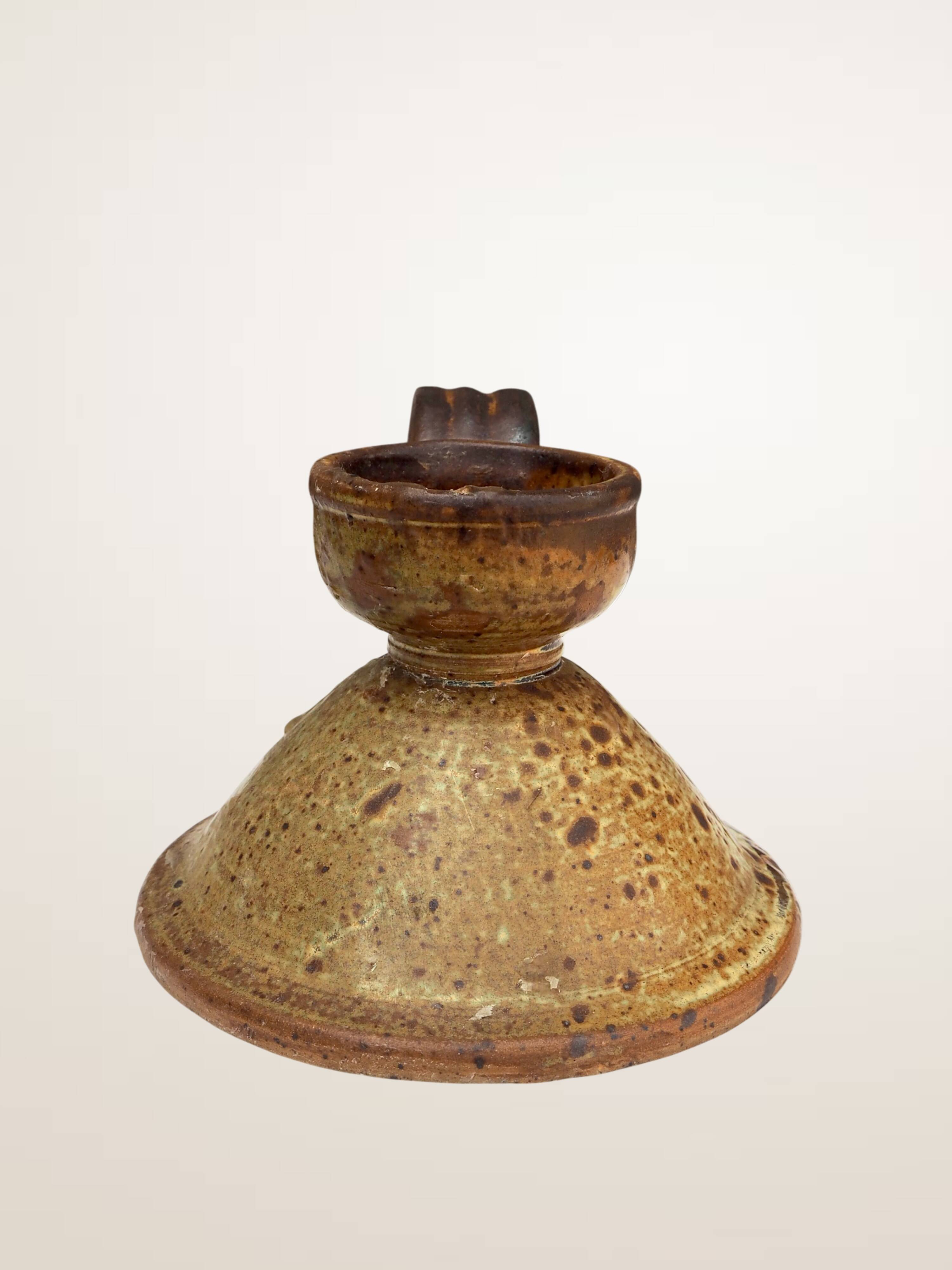 Handcrafted stoneware candle holder