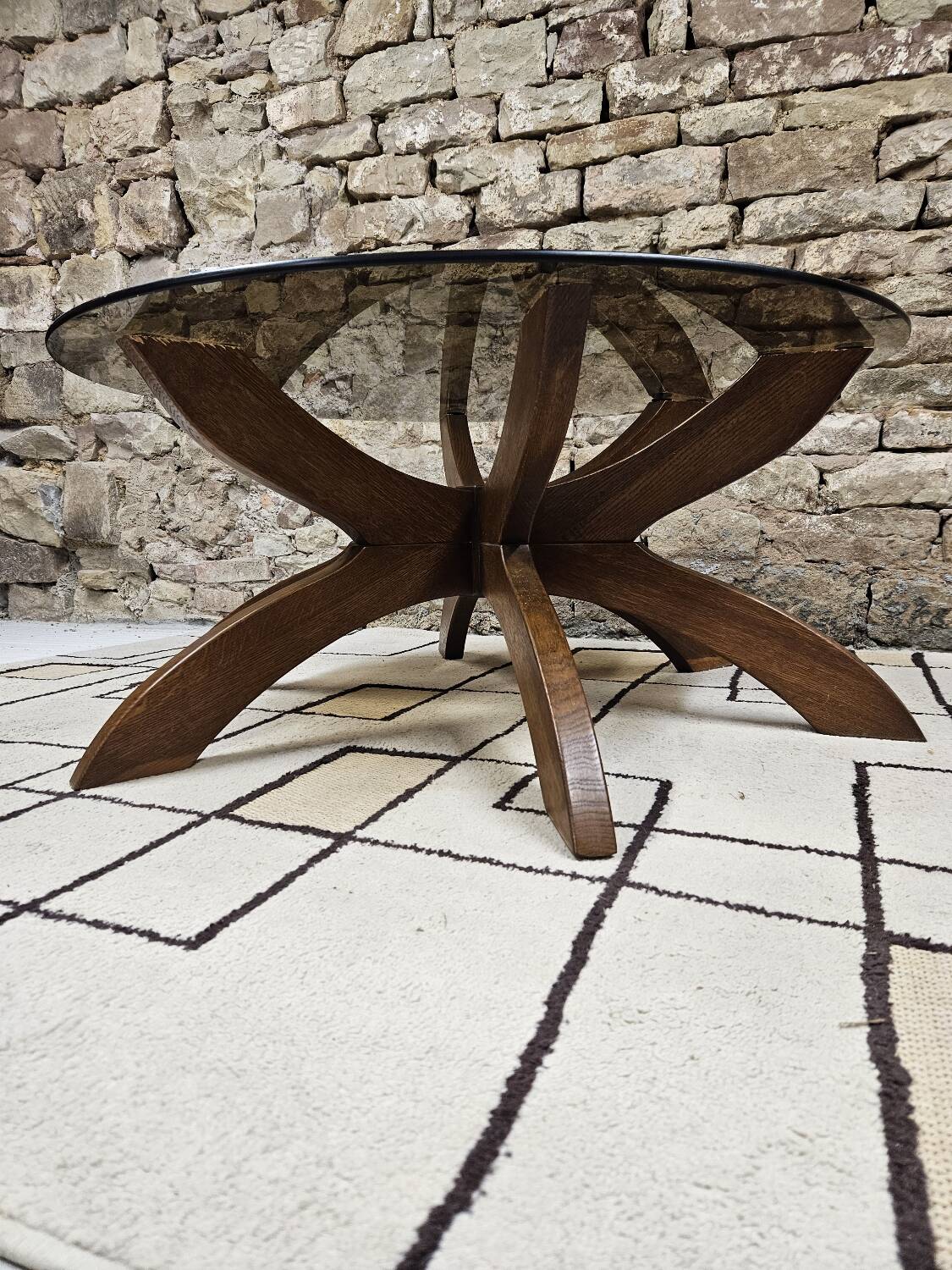 Table basse brutalist vintage 1970"