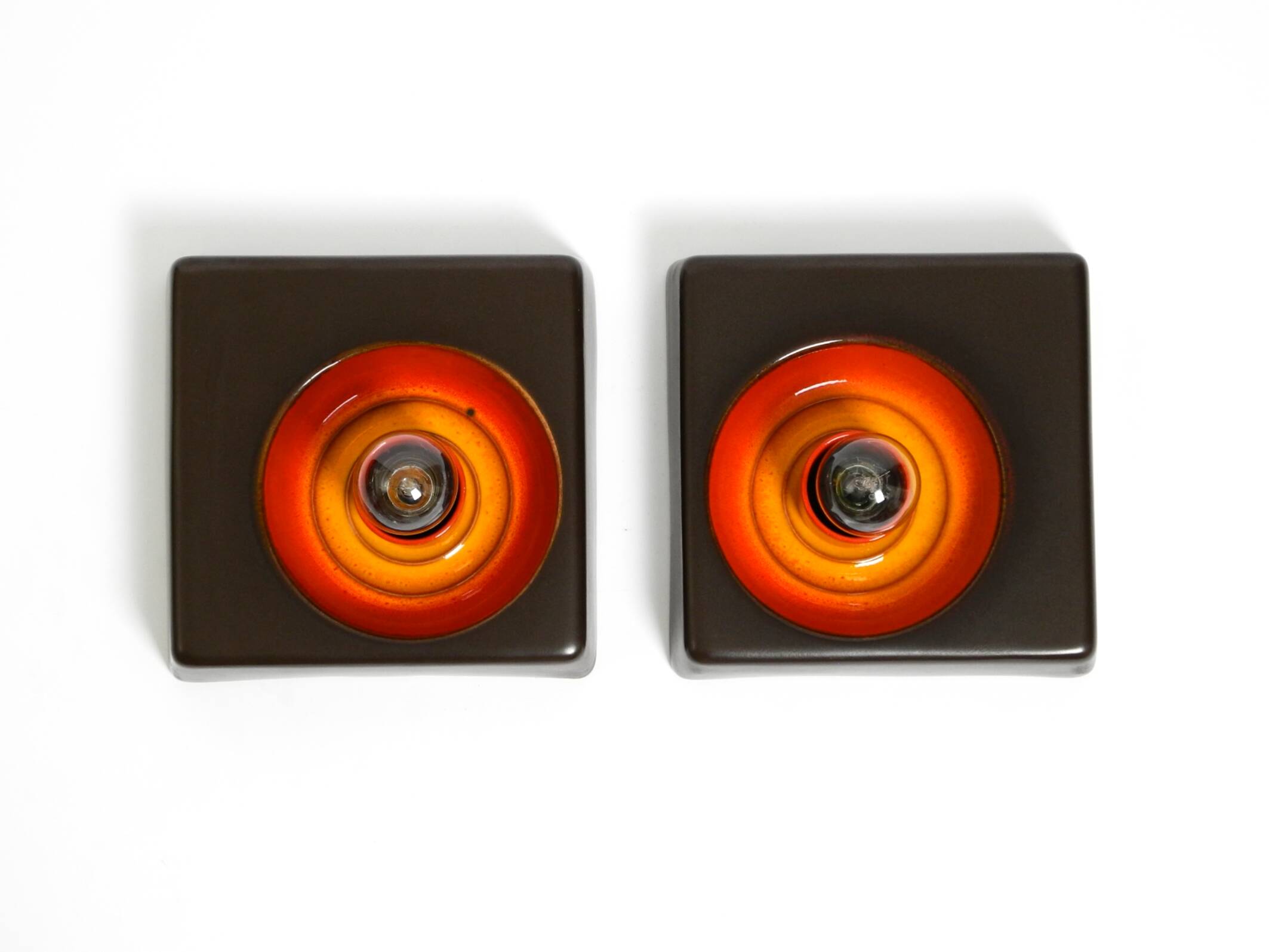 Two beautiful original 1970s Space Age ceramic wall lamps