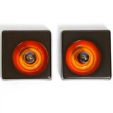 Two beautiful original 1970s Space Age ceramic wall lamps