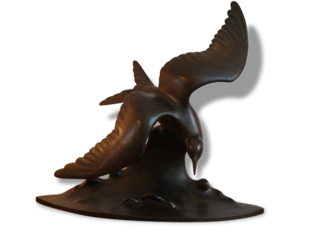 Sculpture en bronze Goëland Selency