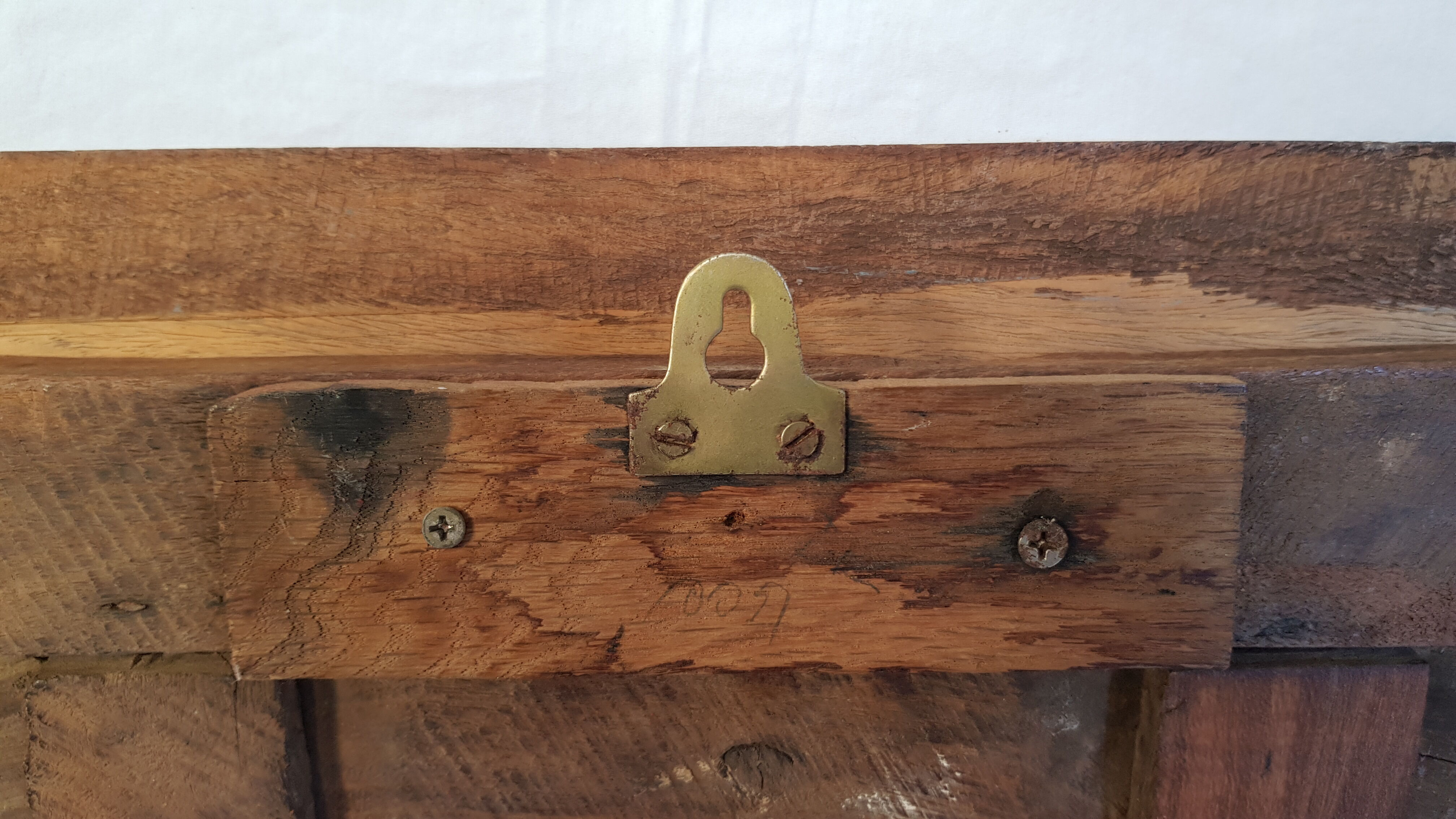 Carved wooden window with rear support for possible mirror