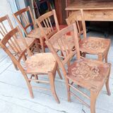 Set of six luterma chairs. Bistro. Pyrographs.