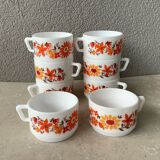Tasses arcopal "flore" marguerite et tournesol seventies