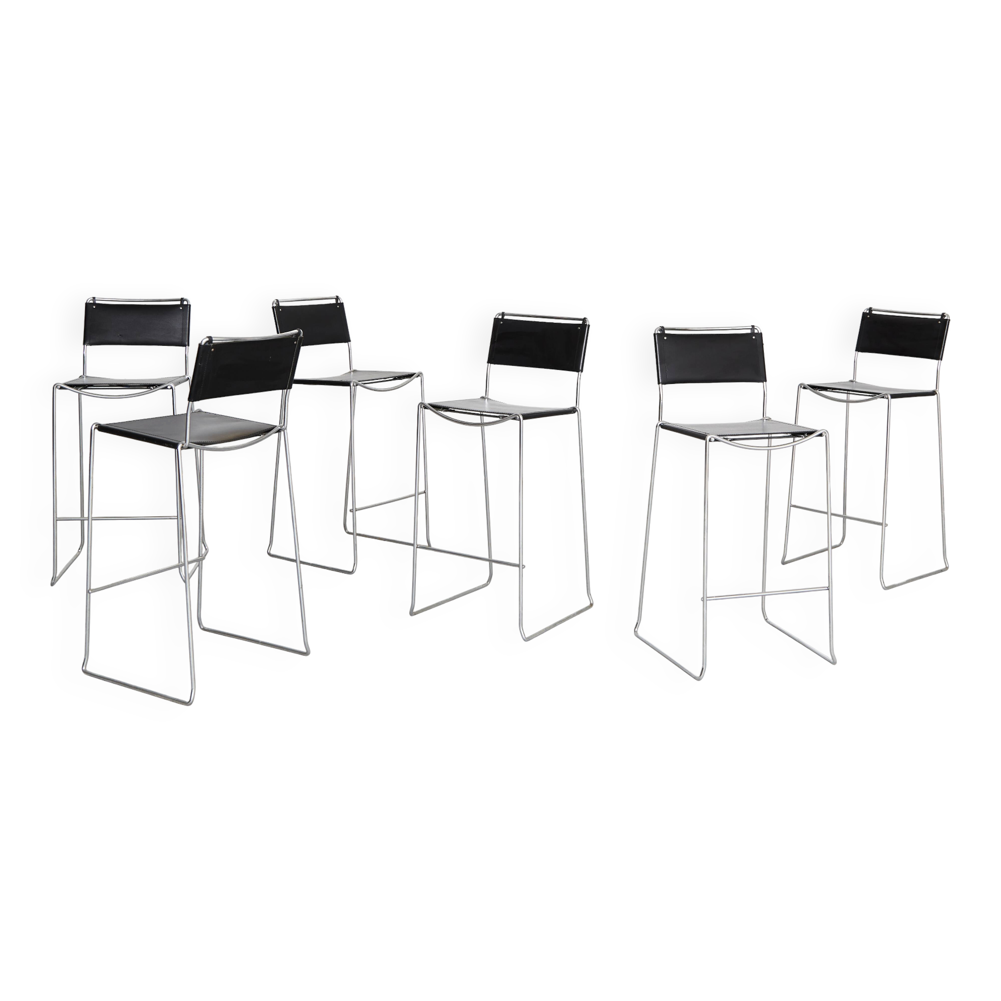Leather barstools by Giandomenico Belotti for Alias, 1980s, set of 6