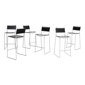 Leather barstools by Giandomenico Belotti for Alias, 1980s, set of 6