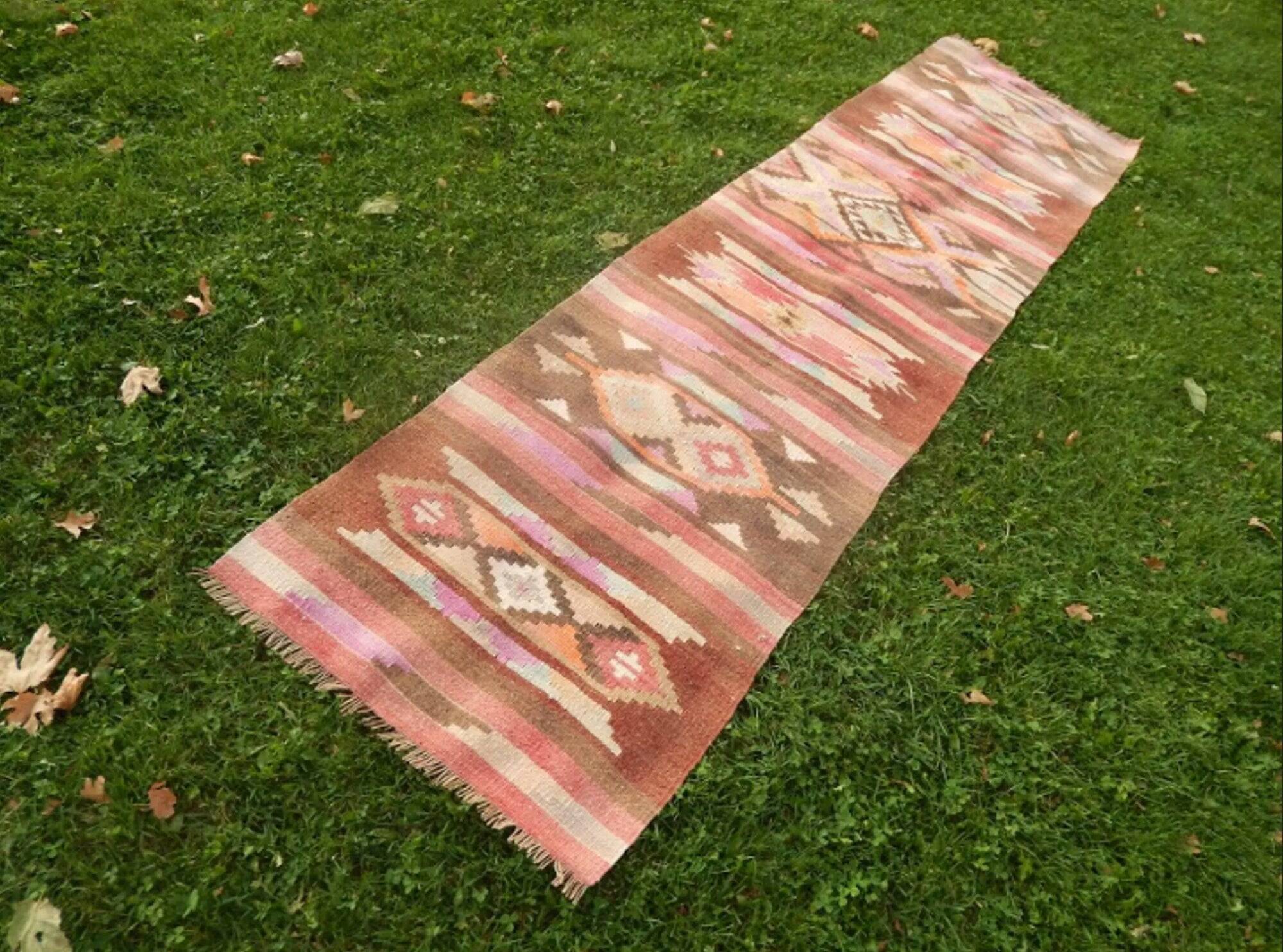 Vintage Turkish hallway rug 78x298 cm