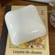 Square wall-mounted ceiling light in white opaline glass, 20 cm, vintage.