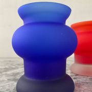 Pair of vintage frosted glass vases