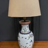 20th century Chinese lamp decorated with birds, red stamp