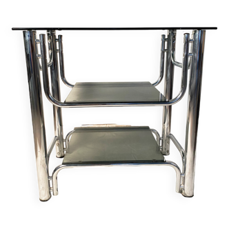 Console smoked glasses, chrome structure, 70s