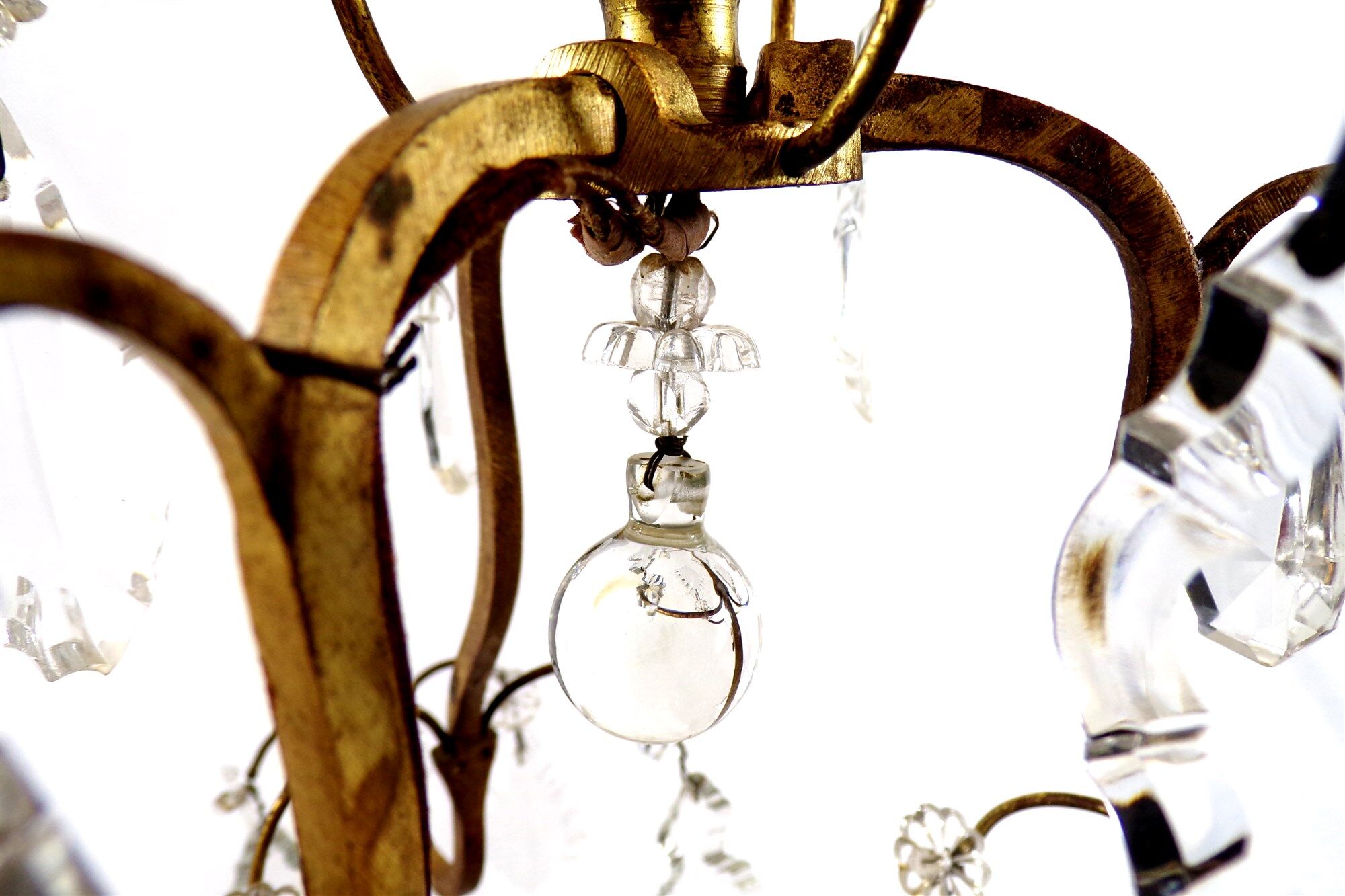 Vintage chandelier with shabby chic grapevines, bronze frame