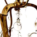 Vintage chandelier with shabby chic grapevines, bronze frame