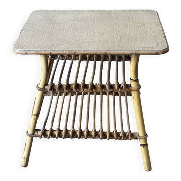 Bamboo and rattan side table with magazine rack – Years