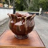 Flamed ceramic planter – in the style of Massier