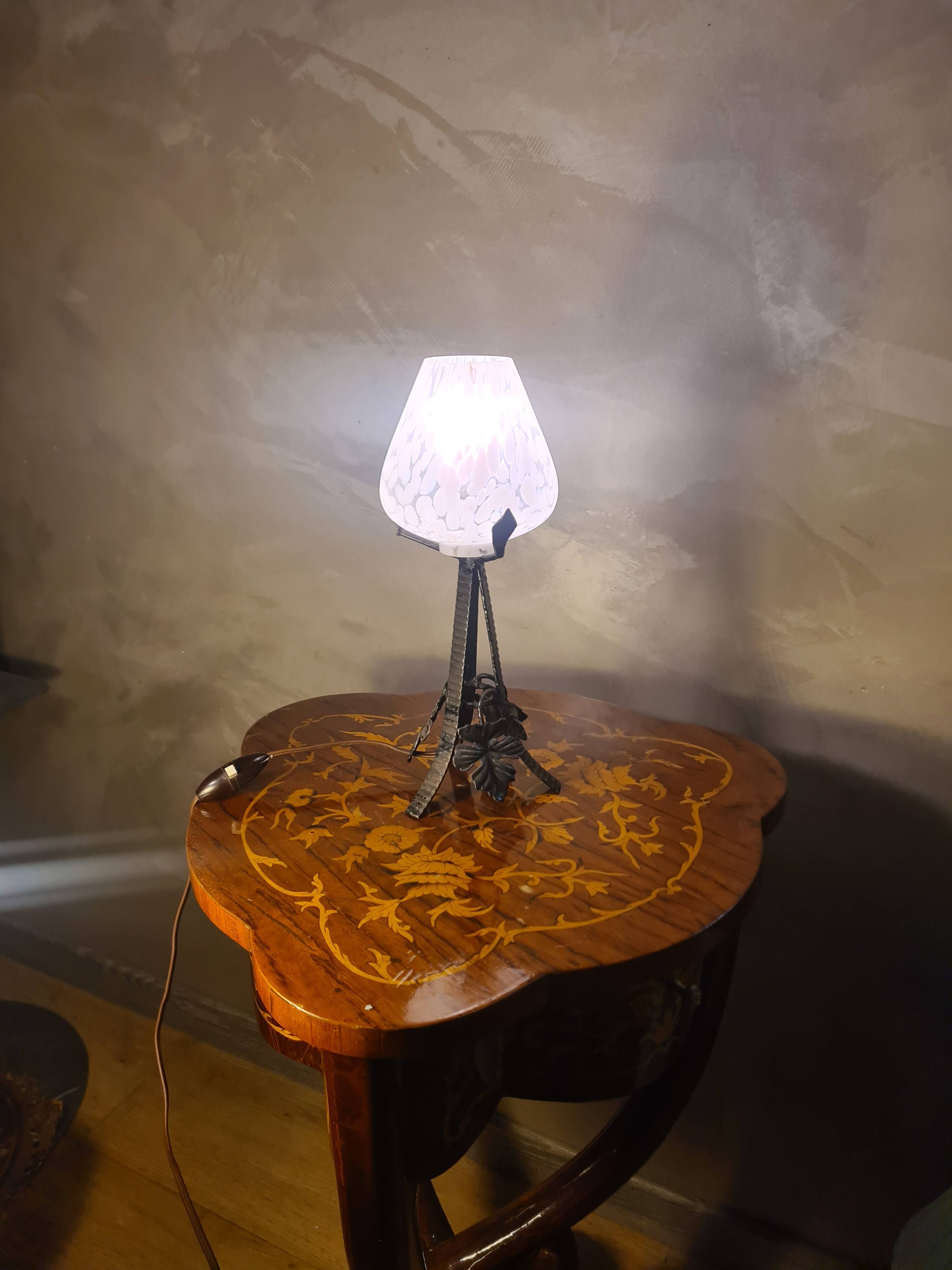 Art Deco night light, wrought iron, 32x12, very good condition.