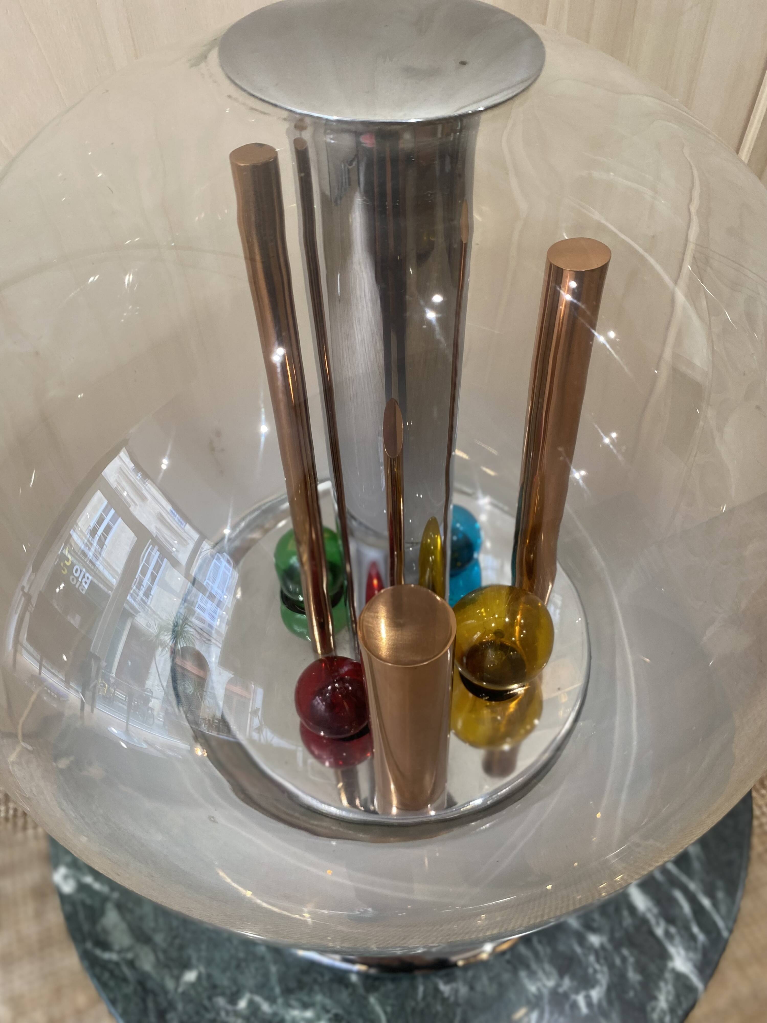 Lampe de Bureau en Verre et Chrome de Selenova, Italie, 1970