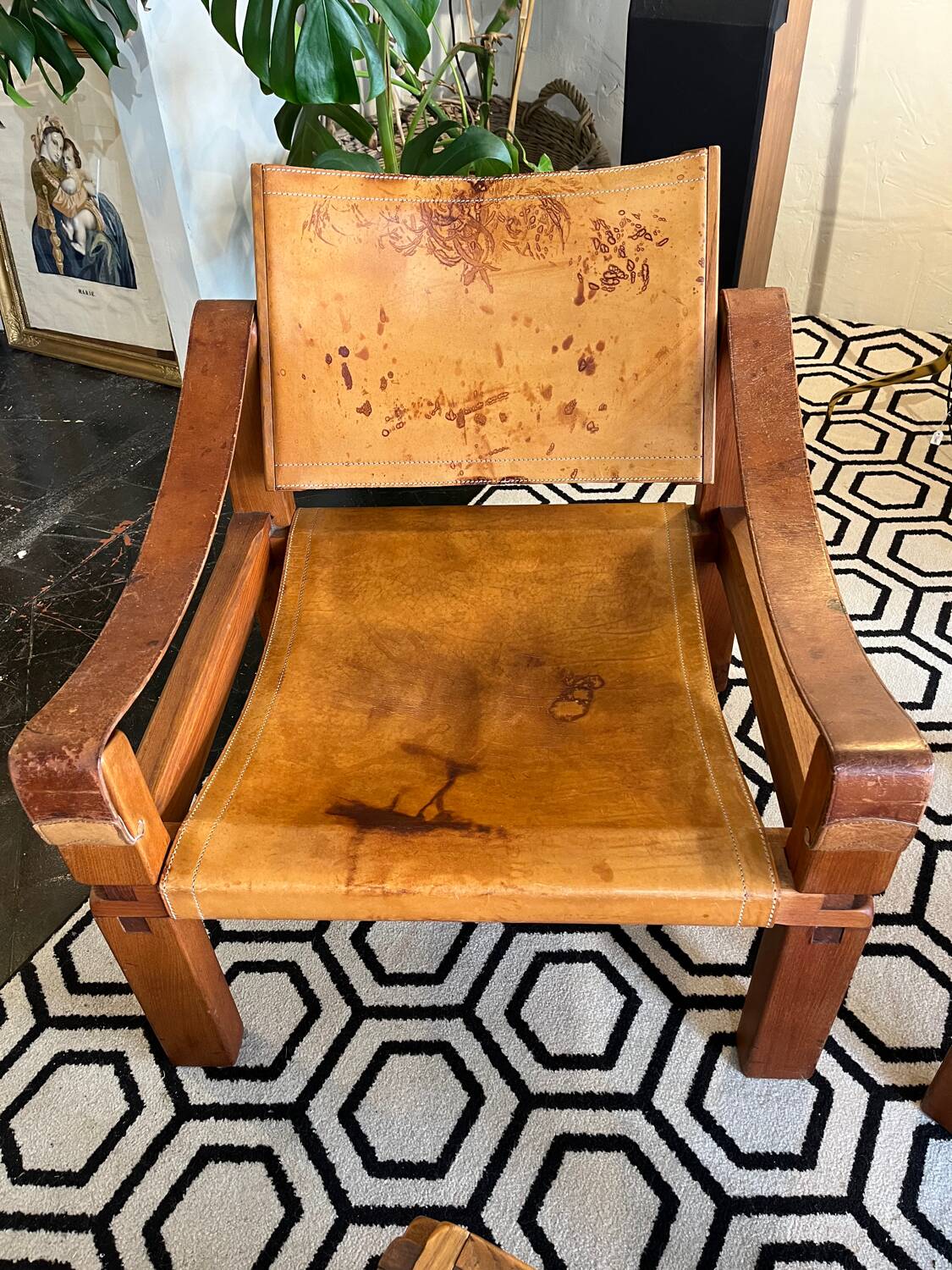 Pair of armchairs and a footrest Pierre Chapo 1960