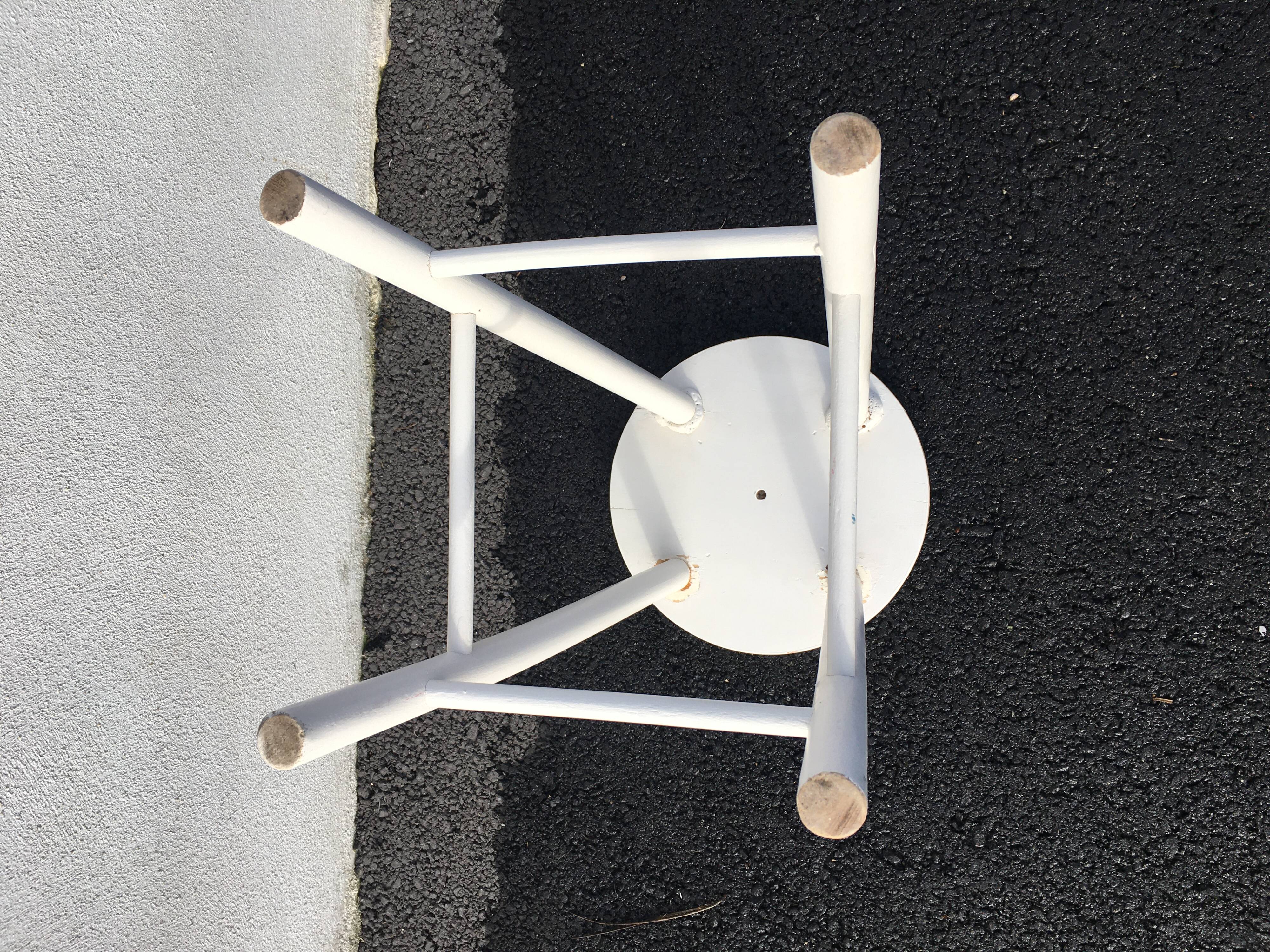 White tinted scandinavian wooden stool 1960