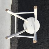 White tinted scandinavian wooden stool 1960