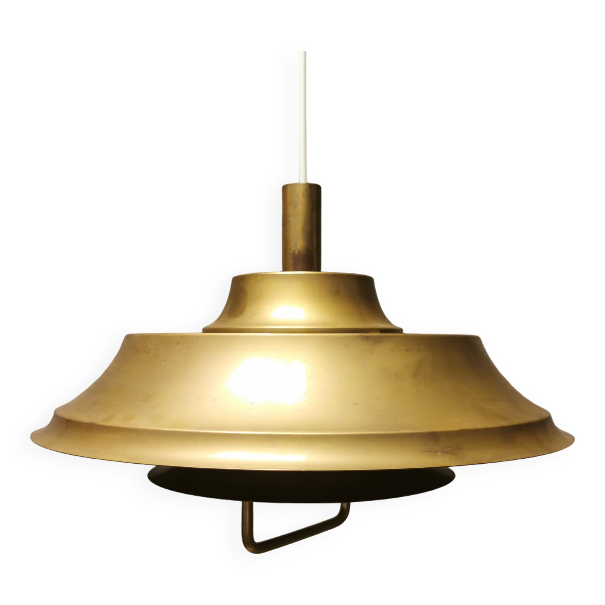Lampe à suspension en laiton massif années 1970 Danemark