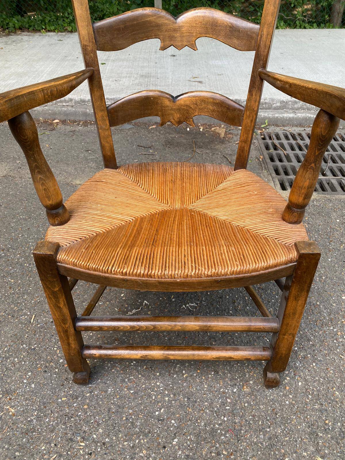 Provencal office chair in solid wood and straw