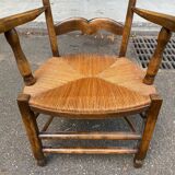 Provencal office chair in solid wood and straw