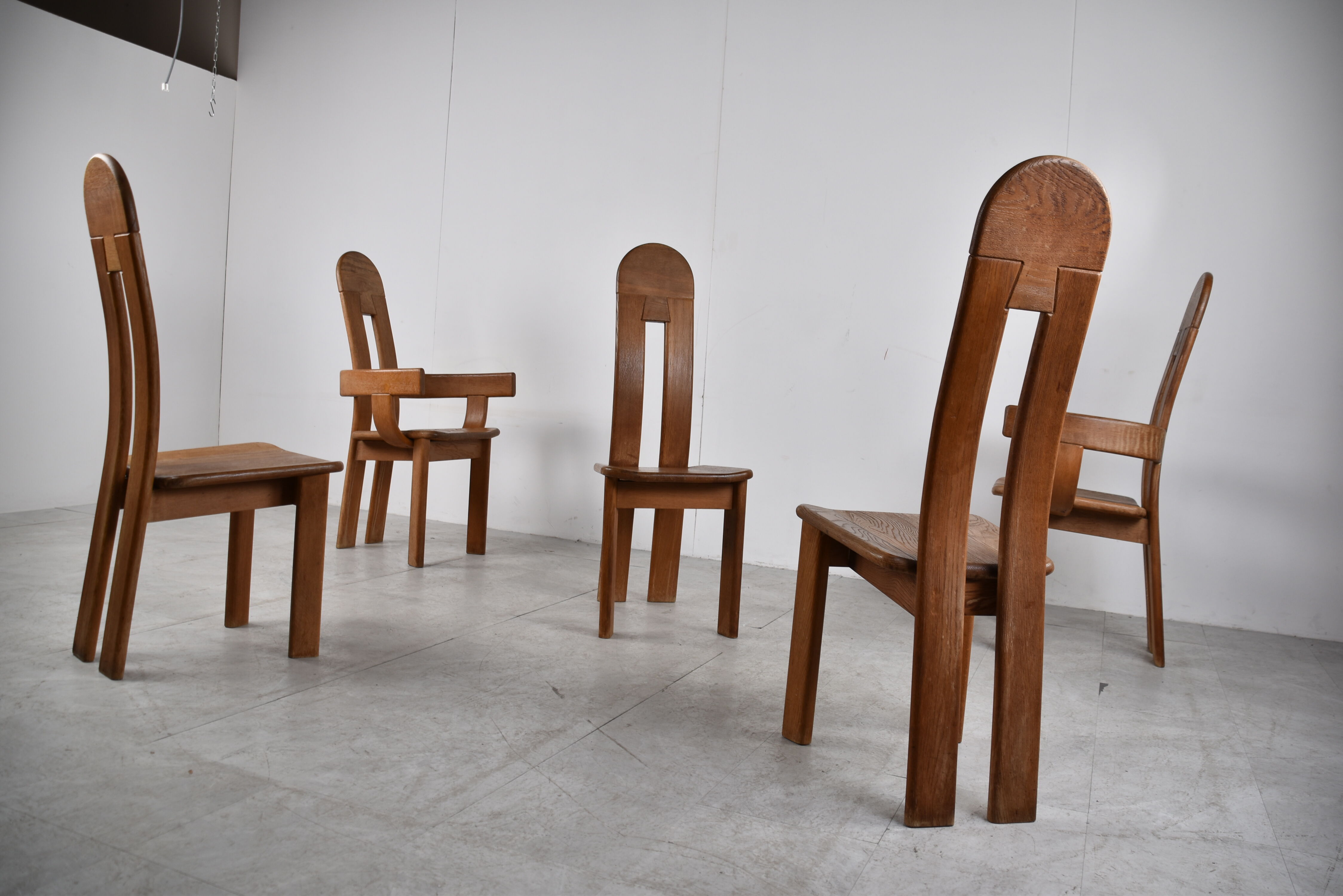 Vintage brutalist dining chairs by De Puydt, 1960s