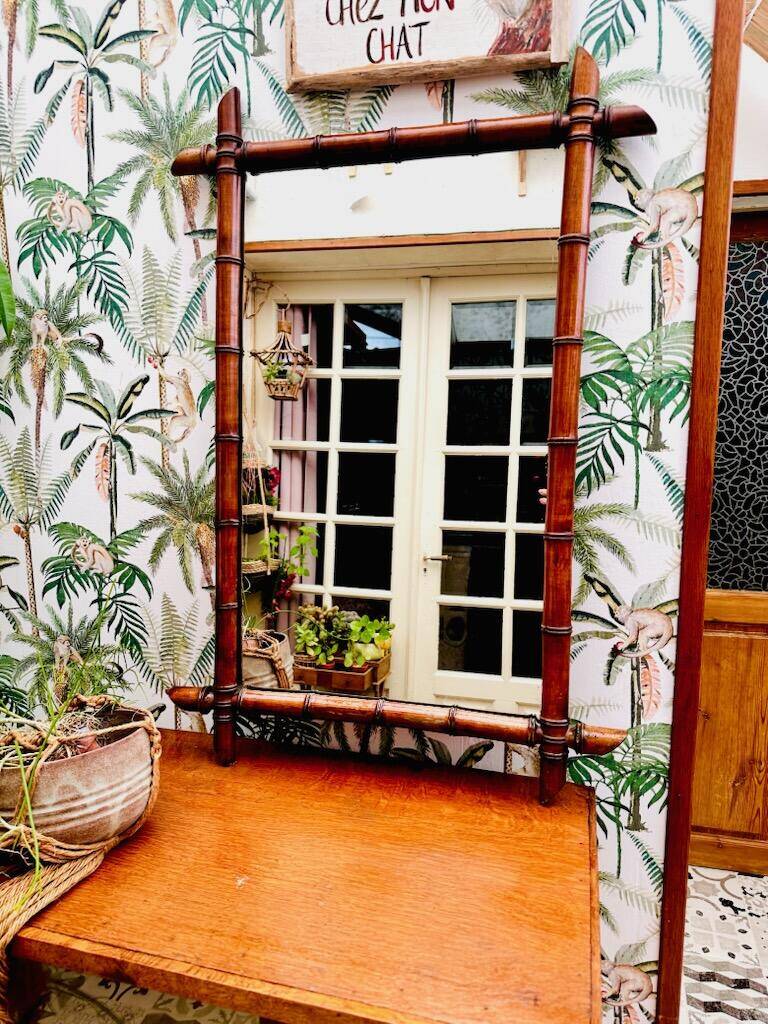 Vintage bamboo mirror