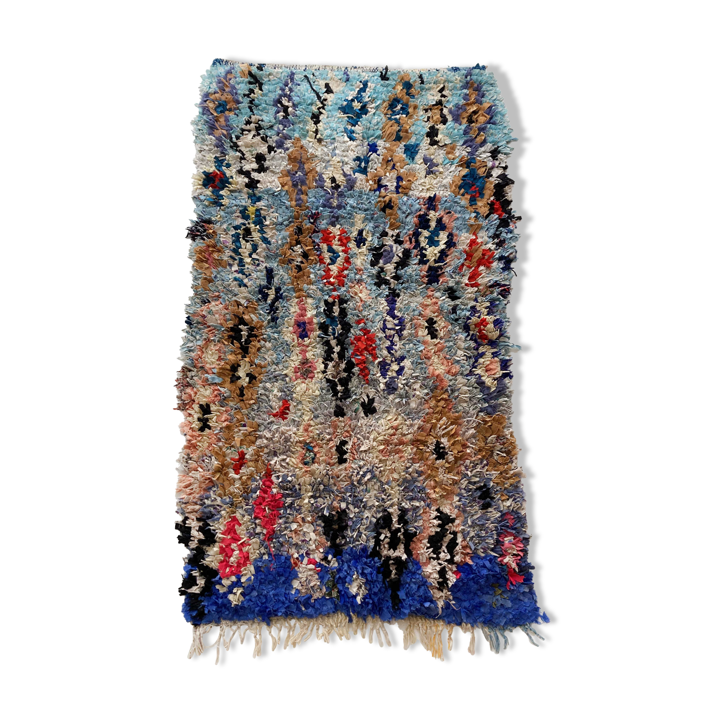 Moroccan berber carpet vintage boucherouite 1,98x1,03m